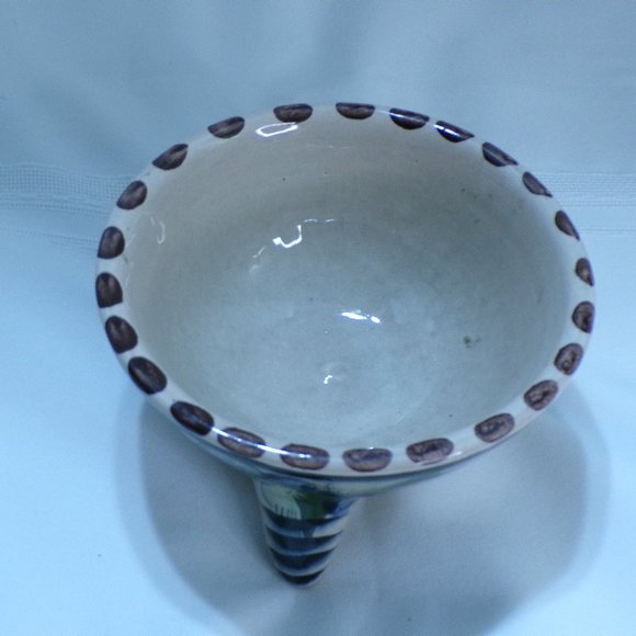 CAT Mexico Pottery Salsa Guacamole Footed Bowl 3669 - Picture 5 of 7